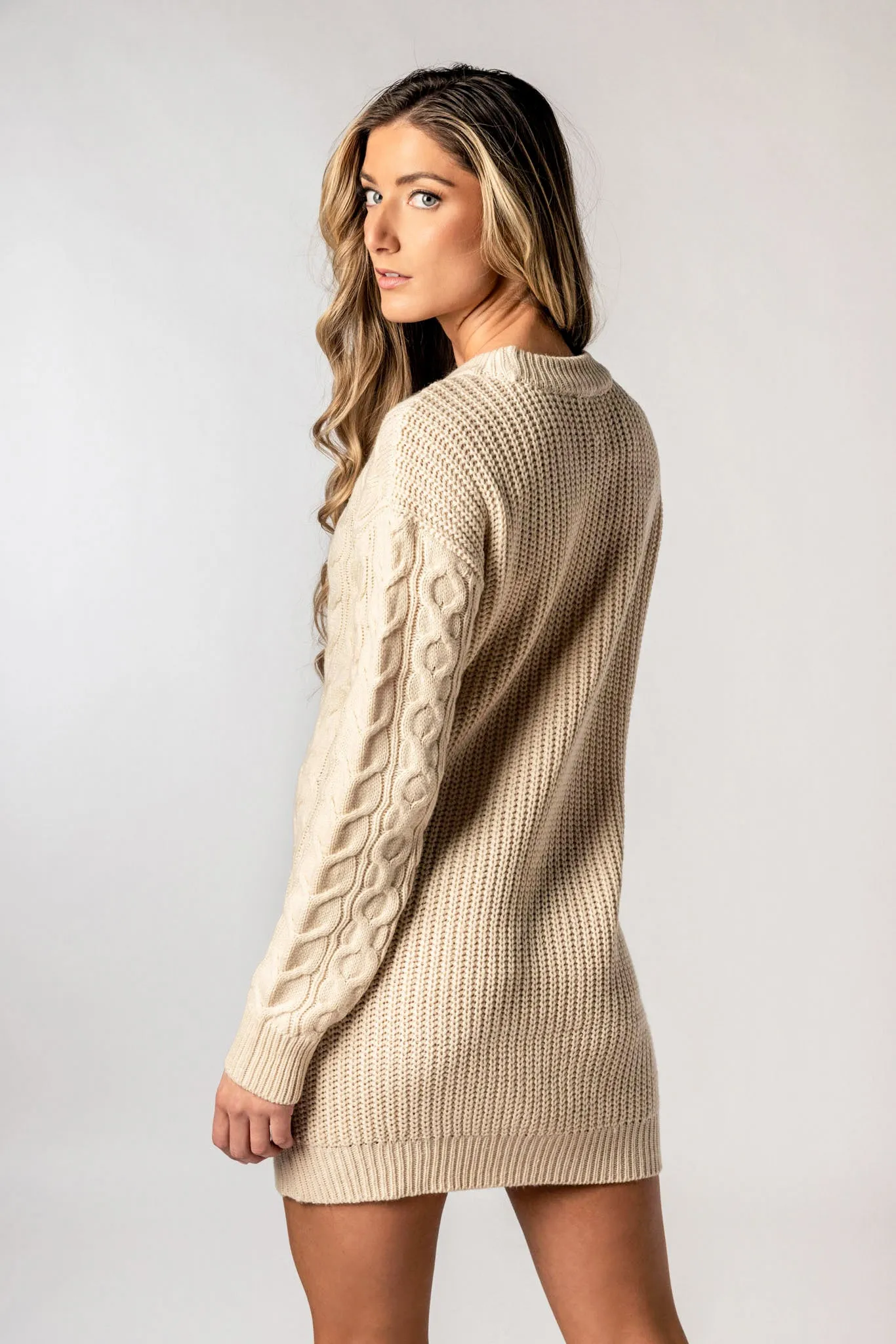 Long Cable Knit Sweater Dress