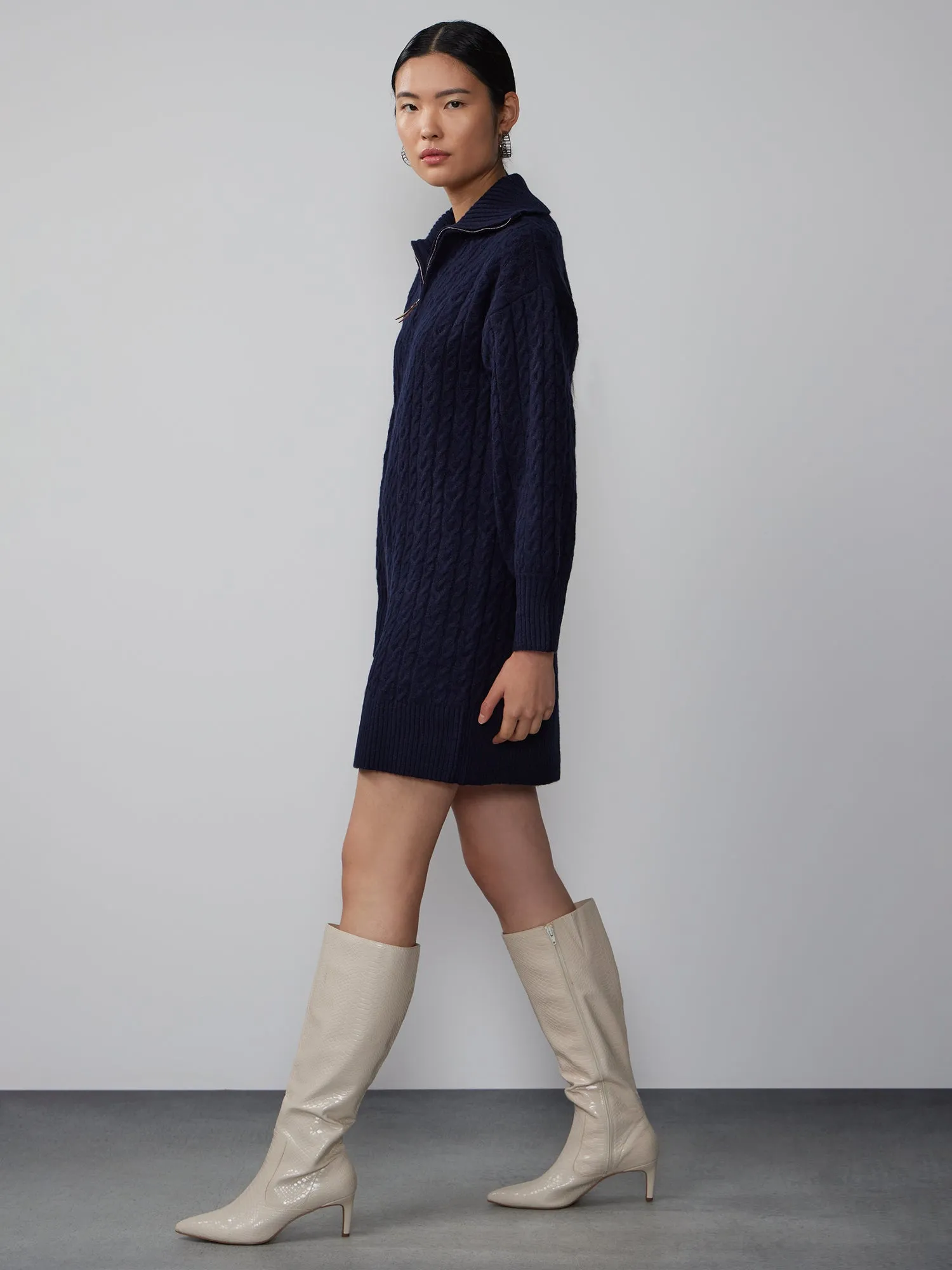 Long Sleeve Cable Knit Sweater Dress