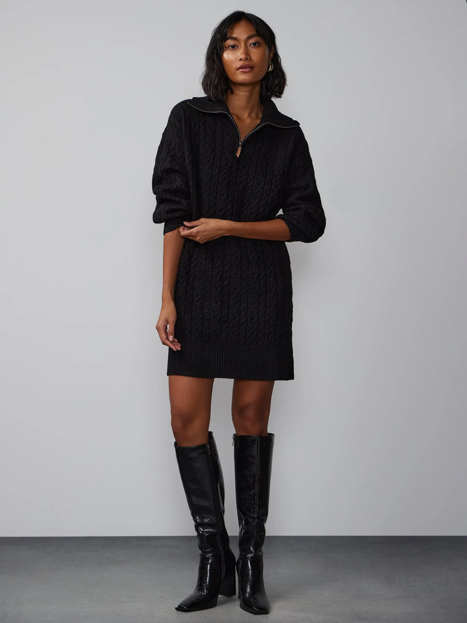 Long Sleeve Cable Knit Sweater Dress