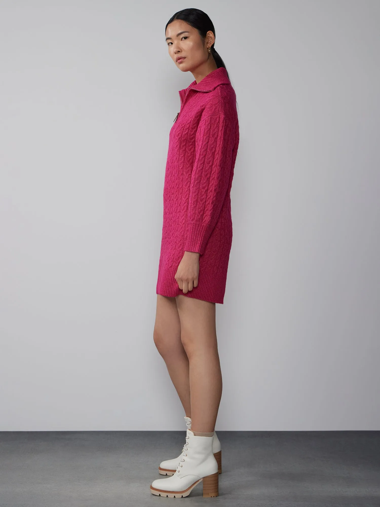 Long Sleeve Cable Knit Sweater Dress