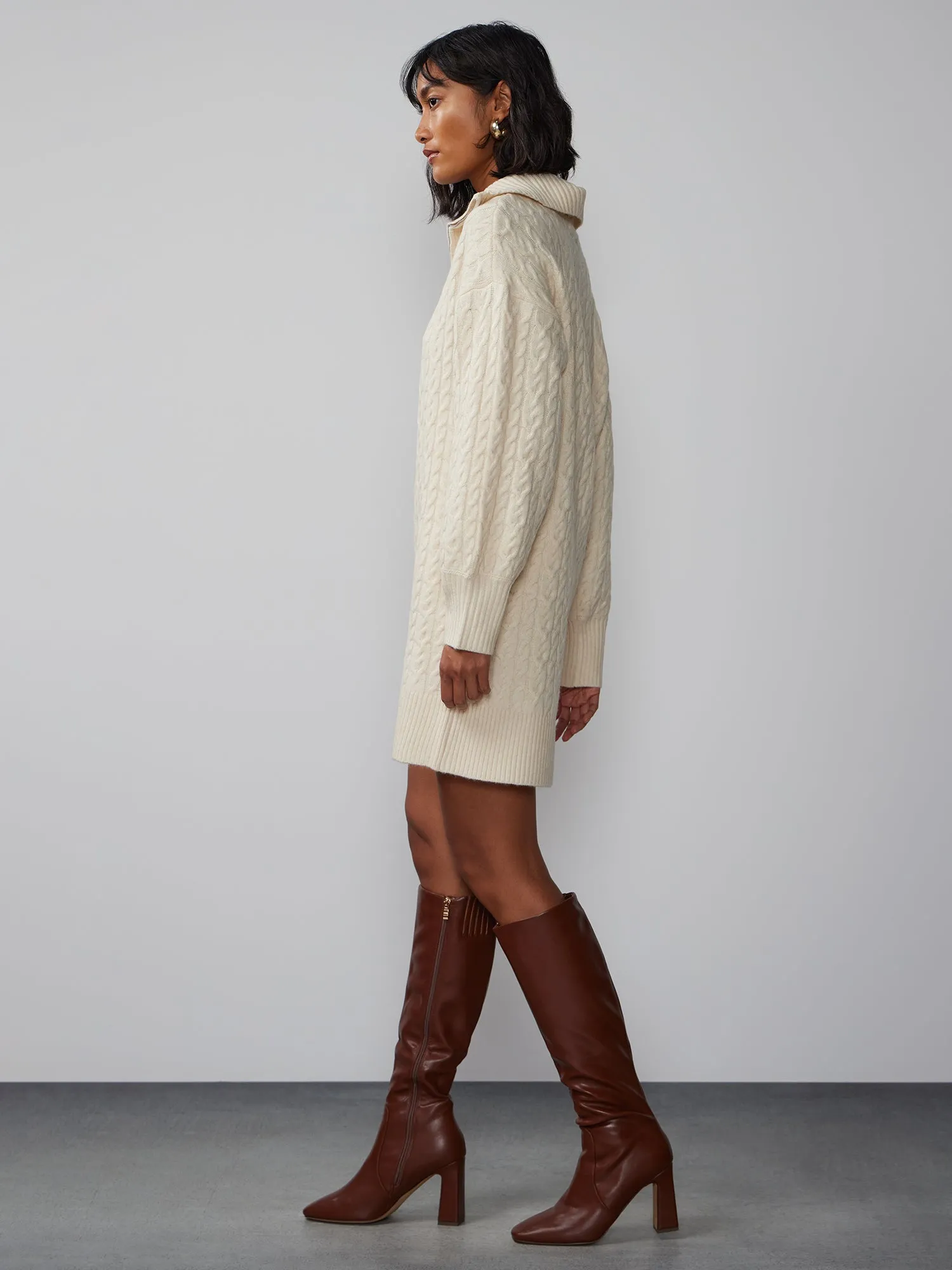 Long Sleeve Cable Knit Sweater Dress