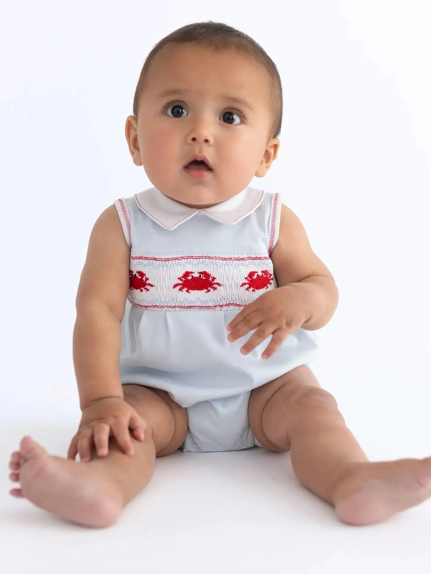 Magnolia Baby: Crab Smocked Collar Bubble