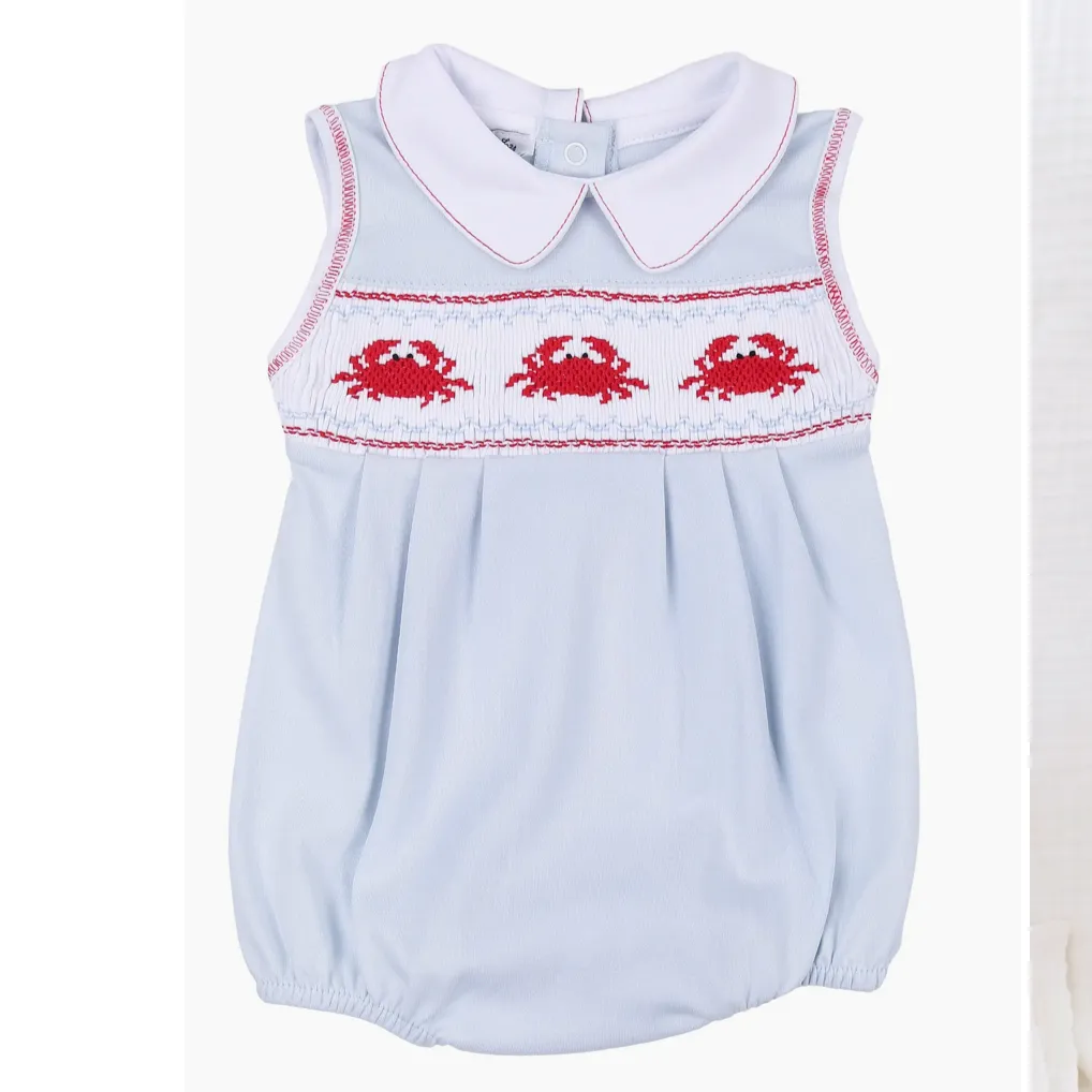 Magnolia Baby: Crab Smocked Collar Bubble