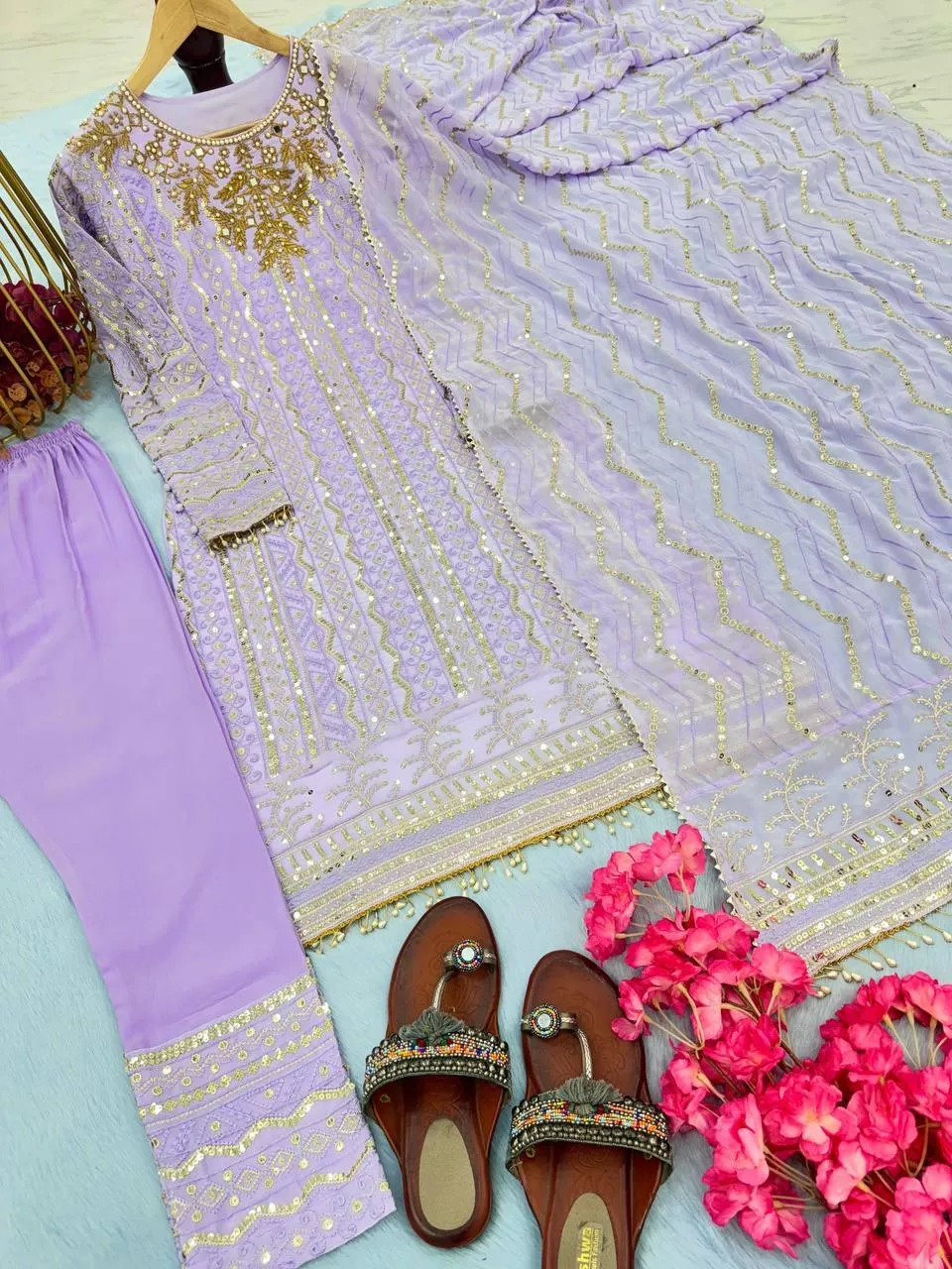 Mauve Magic Premium Designer Pakistani Style Ready-to-Wear Set