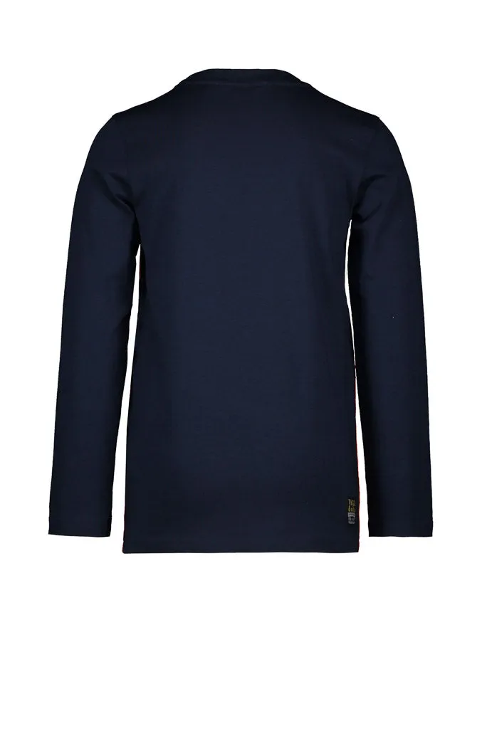 Navy Contrast Tape Long Sleeve Top