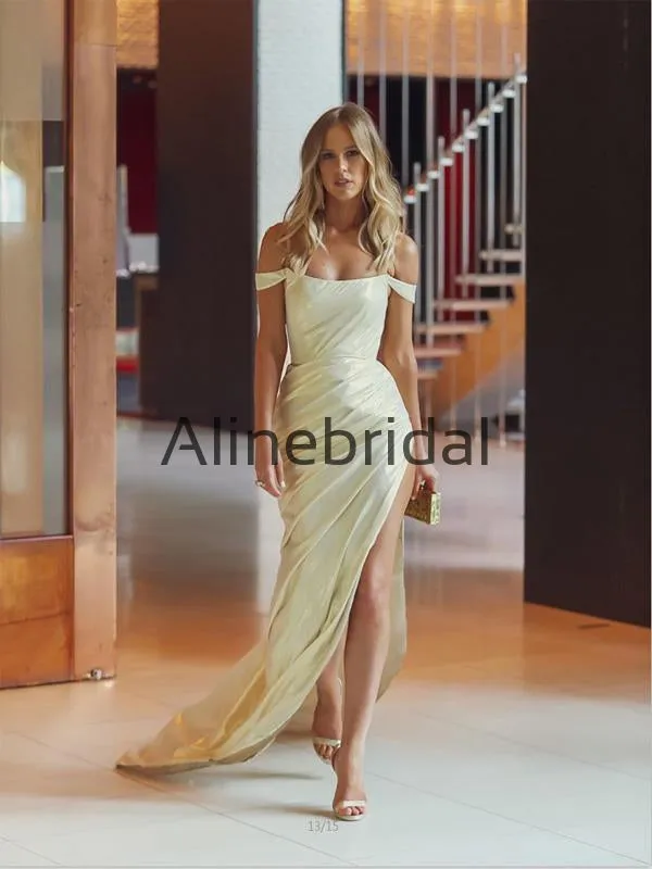 Off the Shoulder Side Slit Formal Mermaid Fashion Prom Dresses PD1012