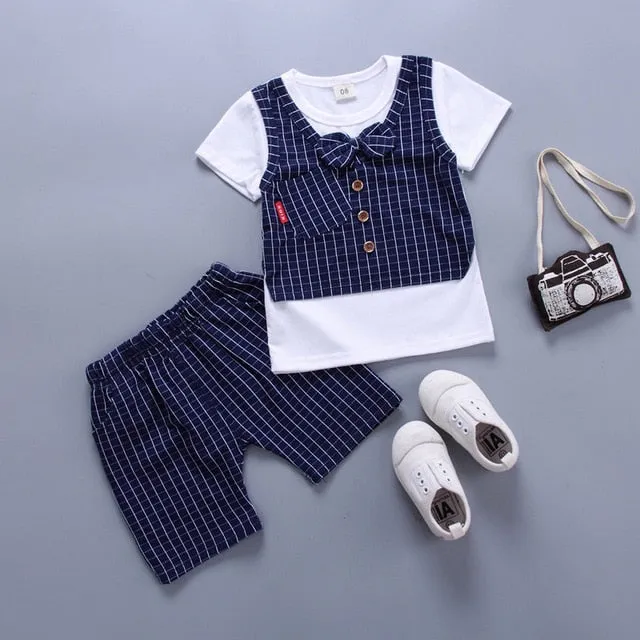 Patchwork Checks 2 Piece Dress for Baby Boy