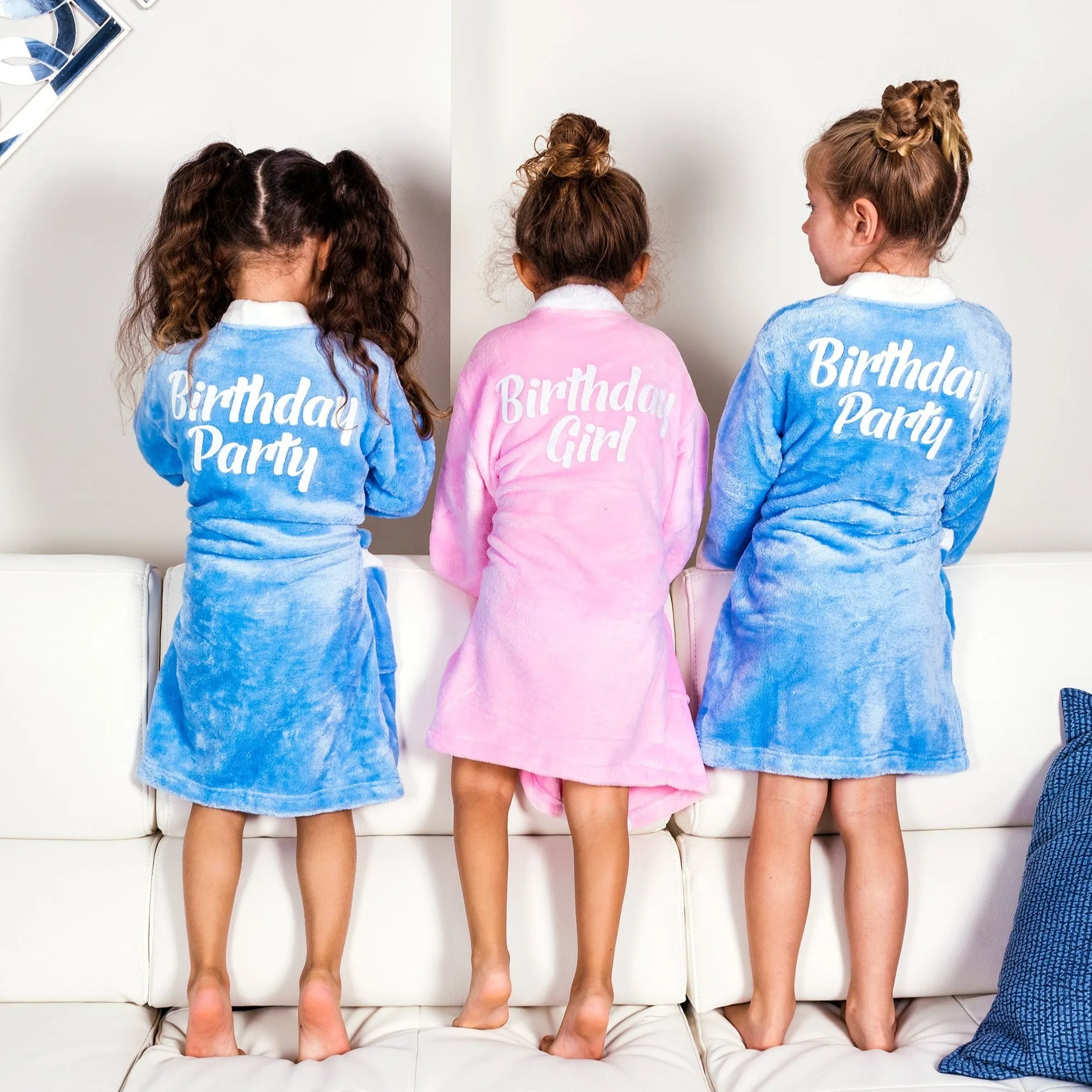 Personalized Kids Cozy Plush Bathrobes - Script Glitter