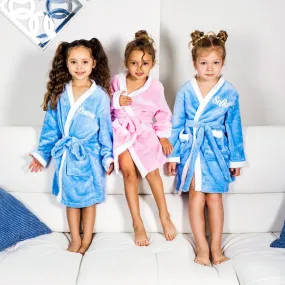 Personalized Kids Cozy Plush Bathrobes - Script Glitter