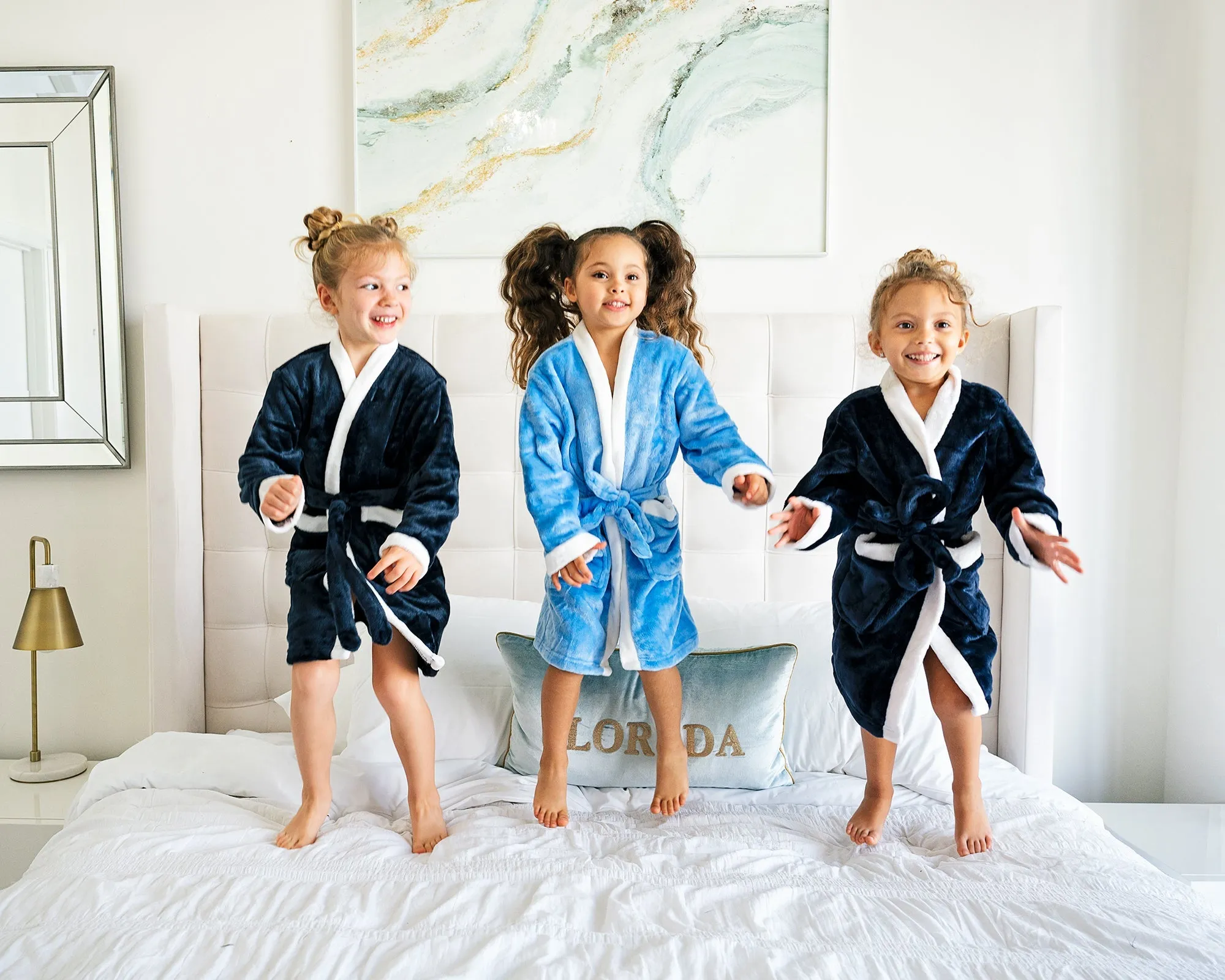 Personalized Kids Cozy Plush Bathrobes - Script Glitter