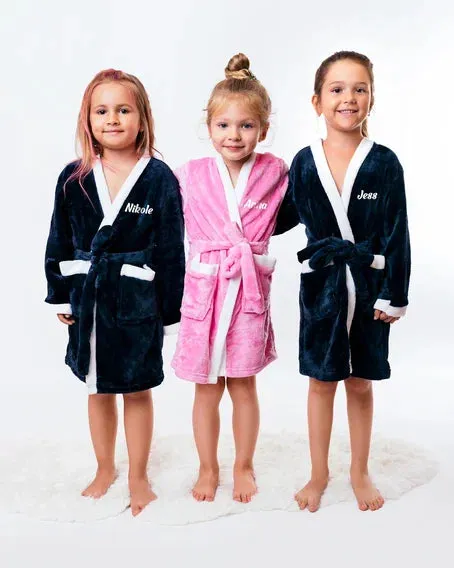 Personalized Kids Cozy Plush Bathrobes - Script Glitter