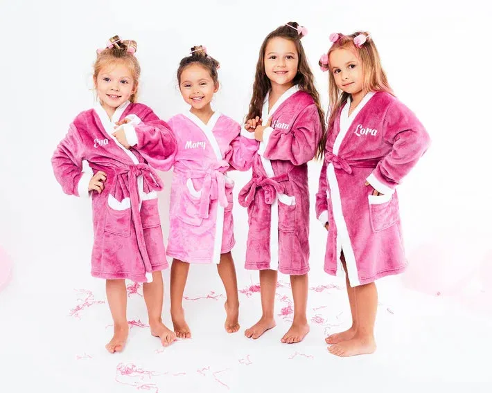 Personalized Kids Cozy Plush Bathrobes - Script Glitter