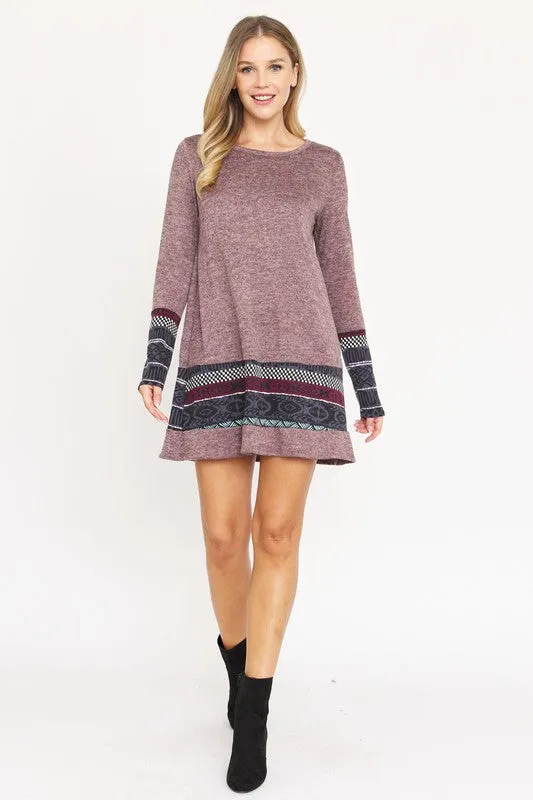 Plus Nordic Print Knit Dress