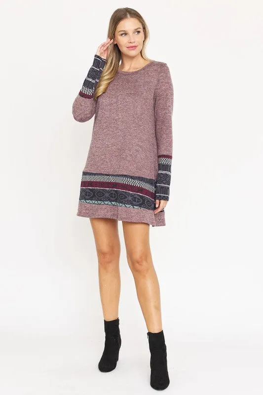 Plus Nordic Print Knit Dress