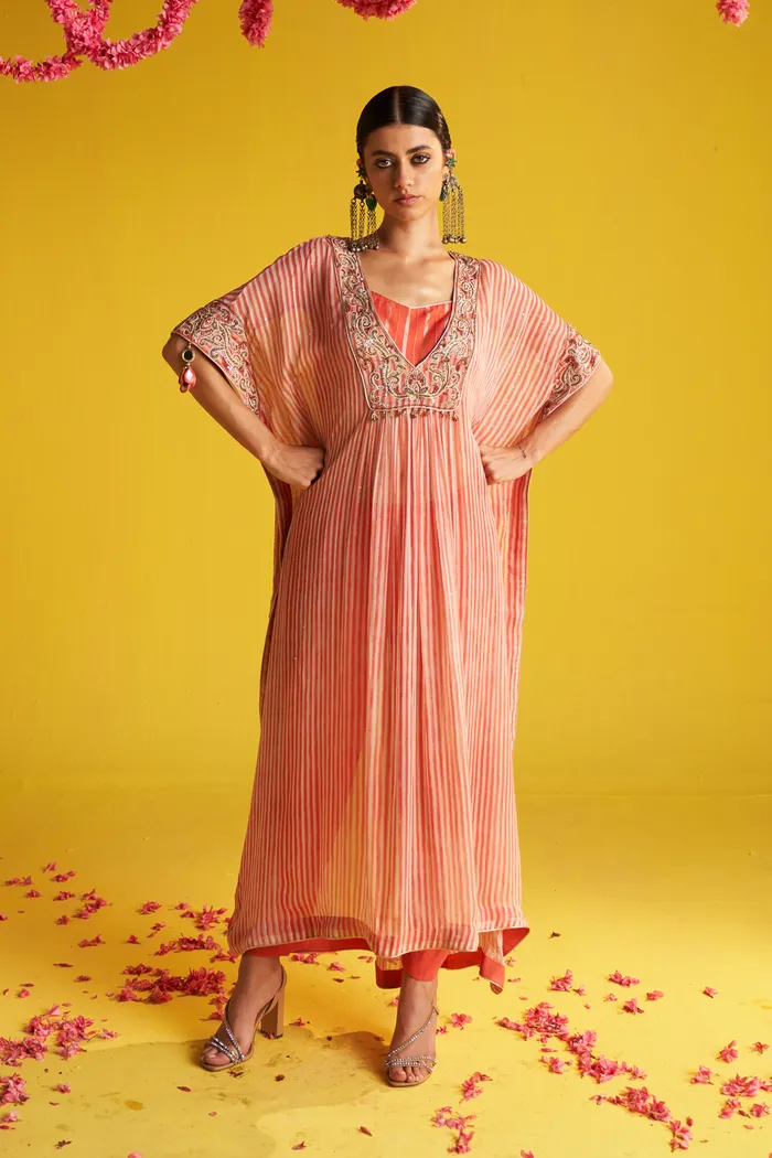 Preeti Peach Kaftan Set