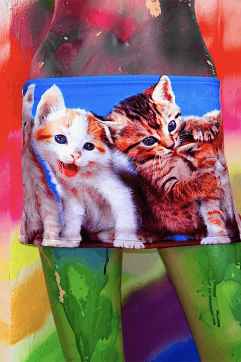 QT3272 Cats Prints Mini Skirt