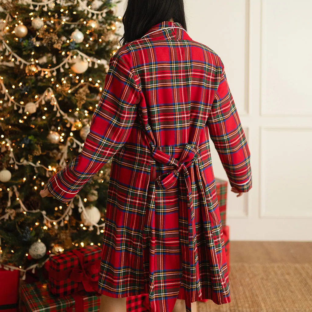 Red Tartan Plaid Flannelette Luxe Robe