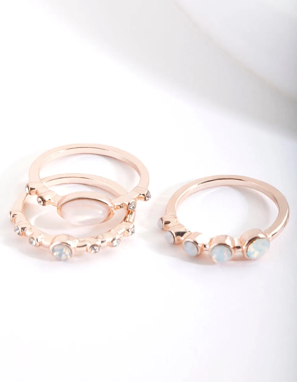 Rose Gold Reflective Stone Ring Stack