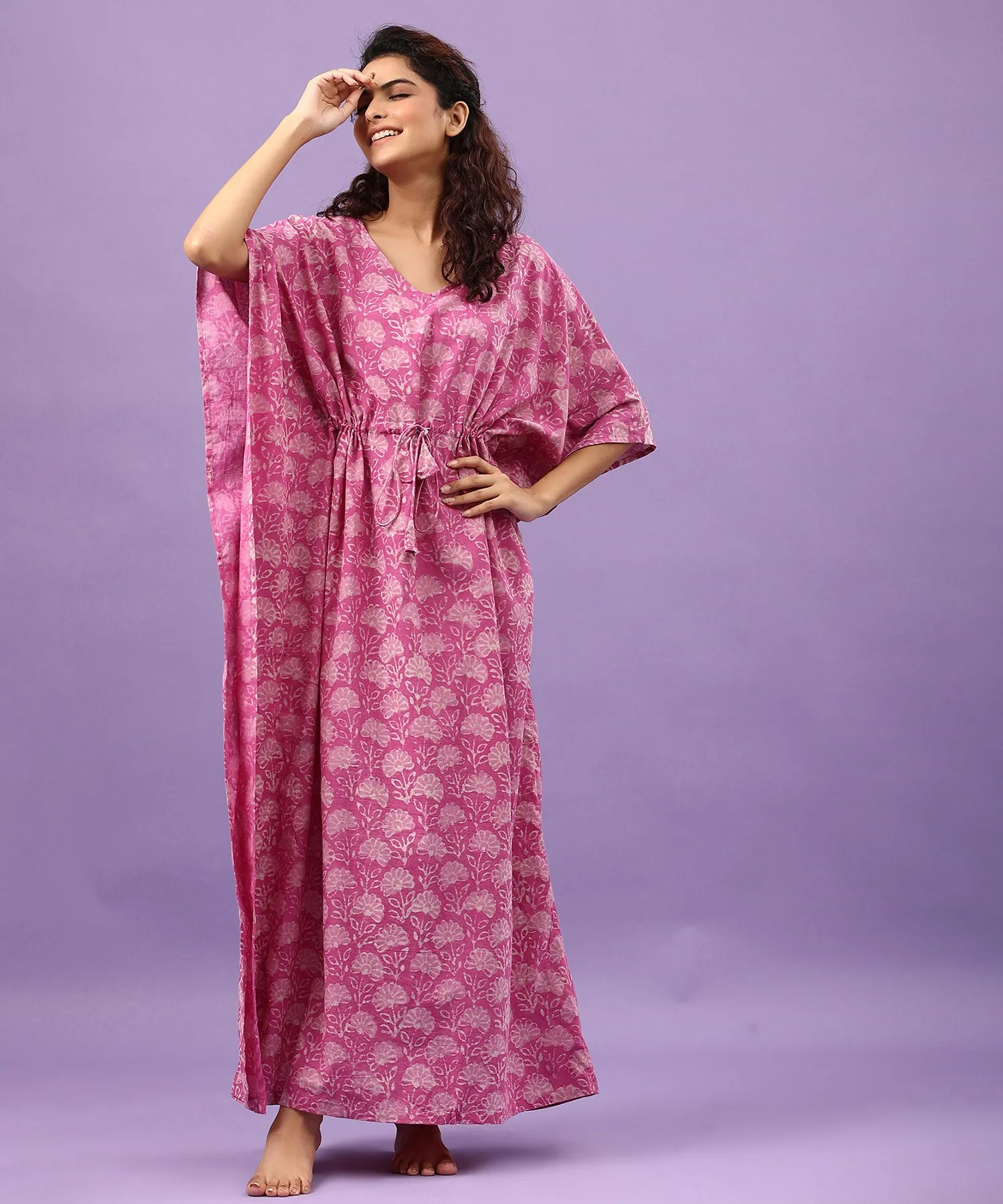 Rosey Pink Cotton Kaftan