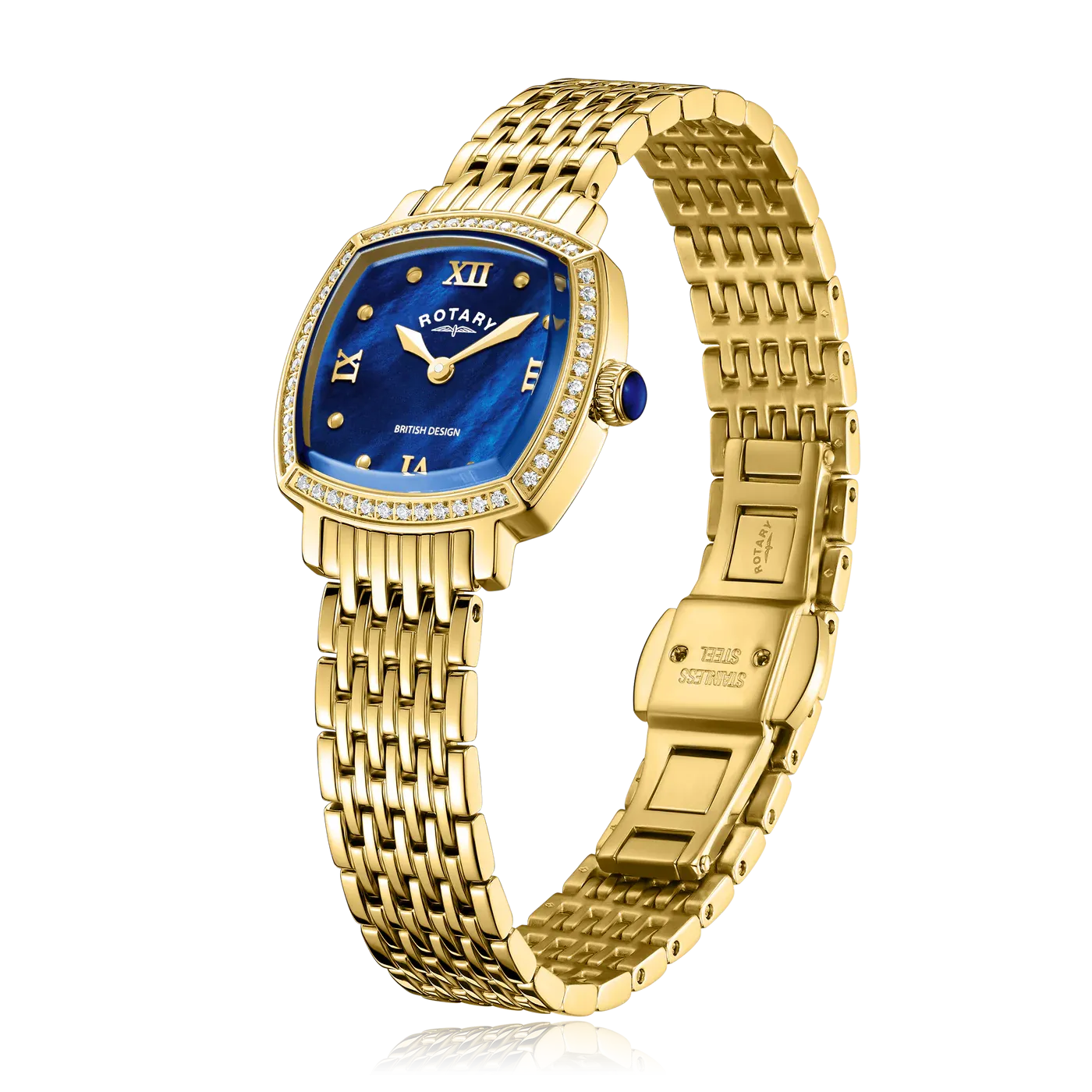 Rotary Traditional Crystal Set Ladies Gold Watch LB05813/92