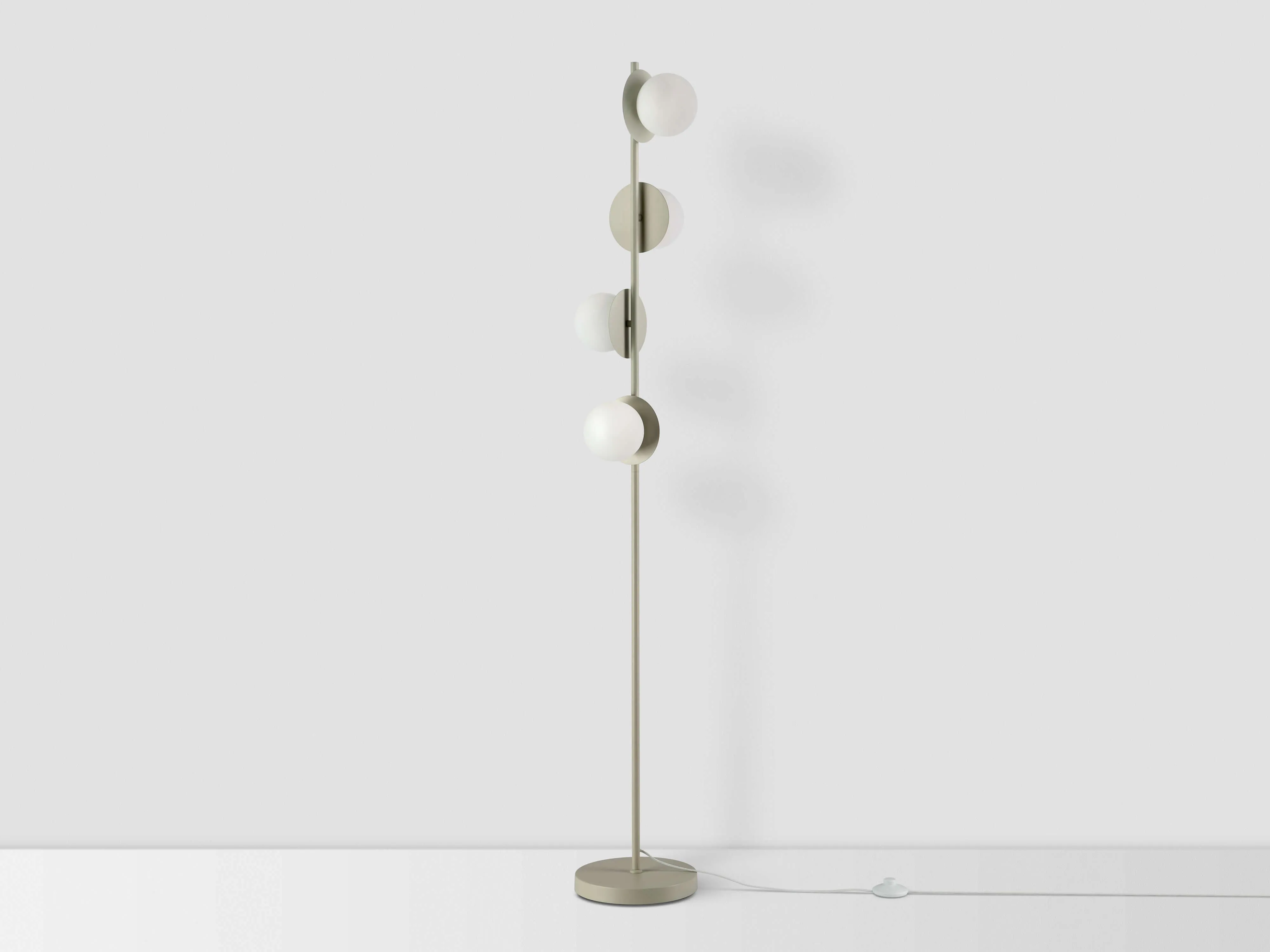 Sand grey opal disk floor lamp