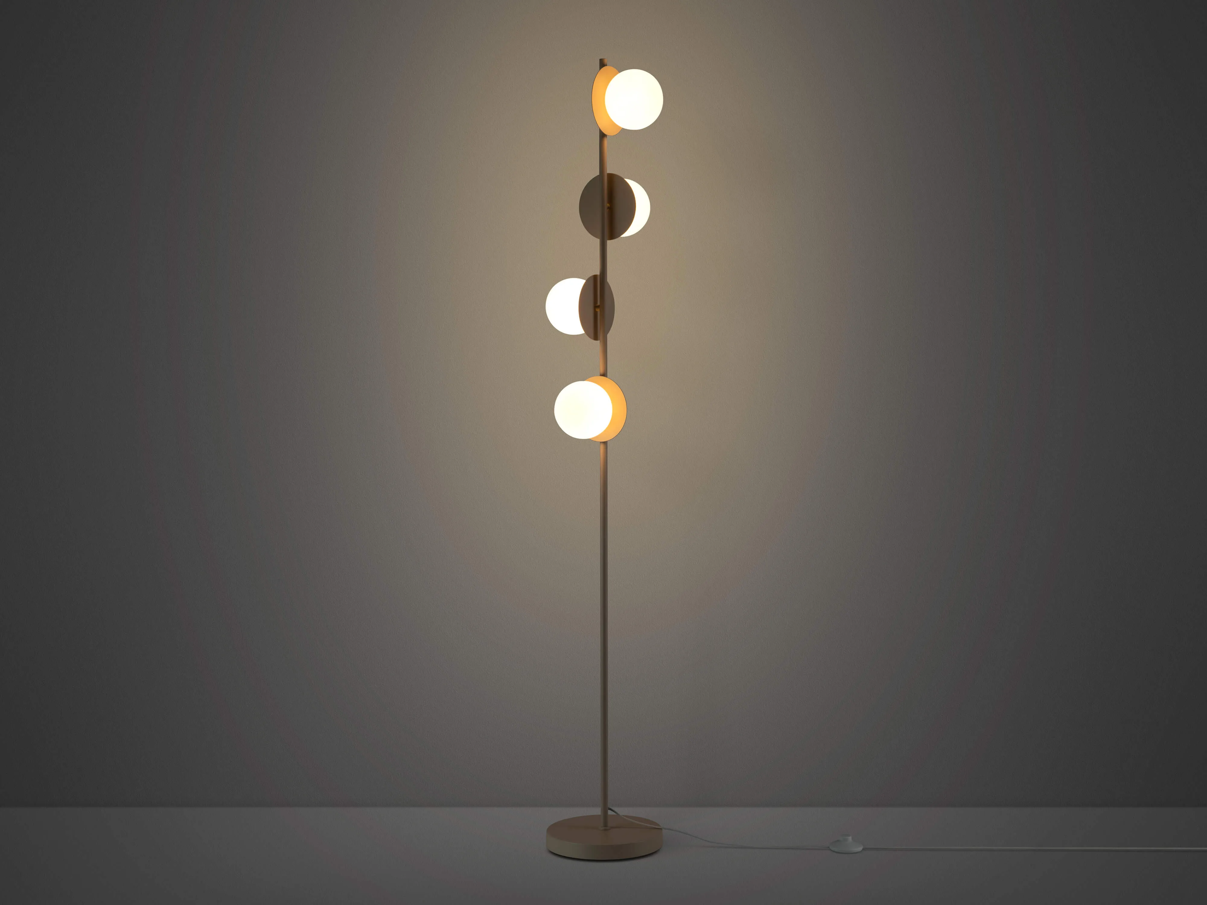 Sand grey opal disk floor lamp