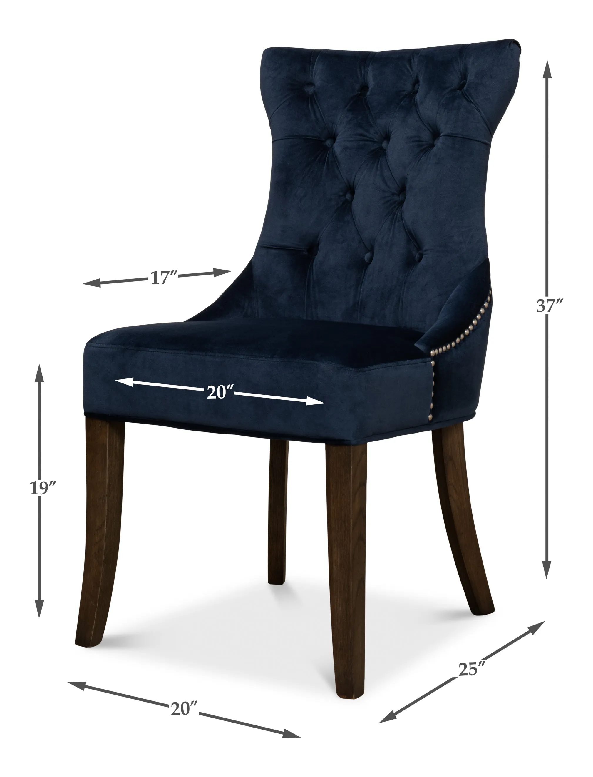 Sarreid - Sophie Side Chair  Blue Velvet - Blue - Transitional - set of 2