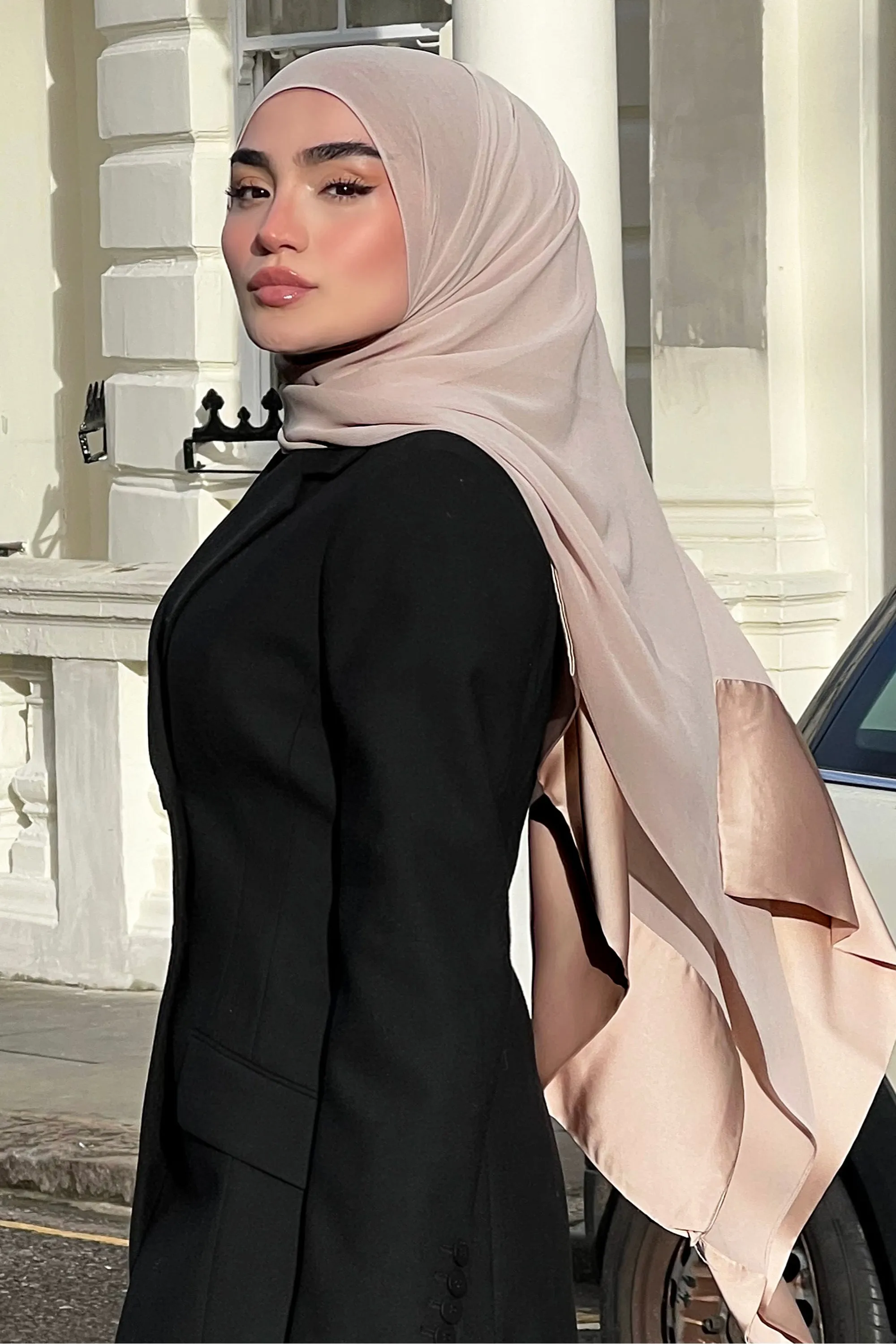 Satin–Edge Hijab - Pearl Opulence