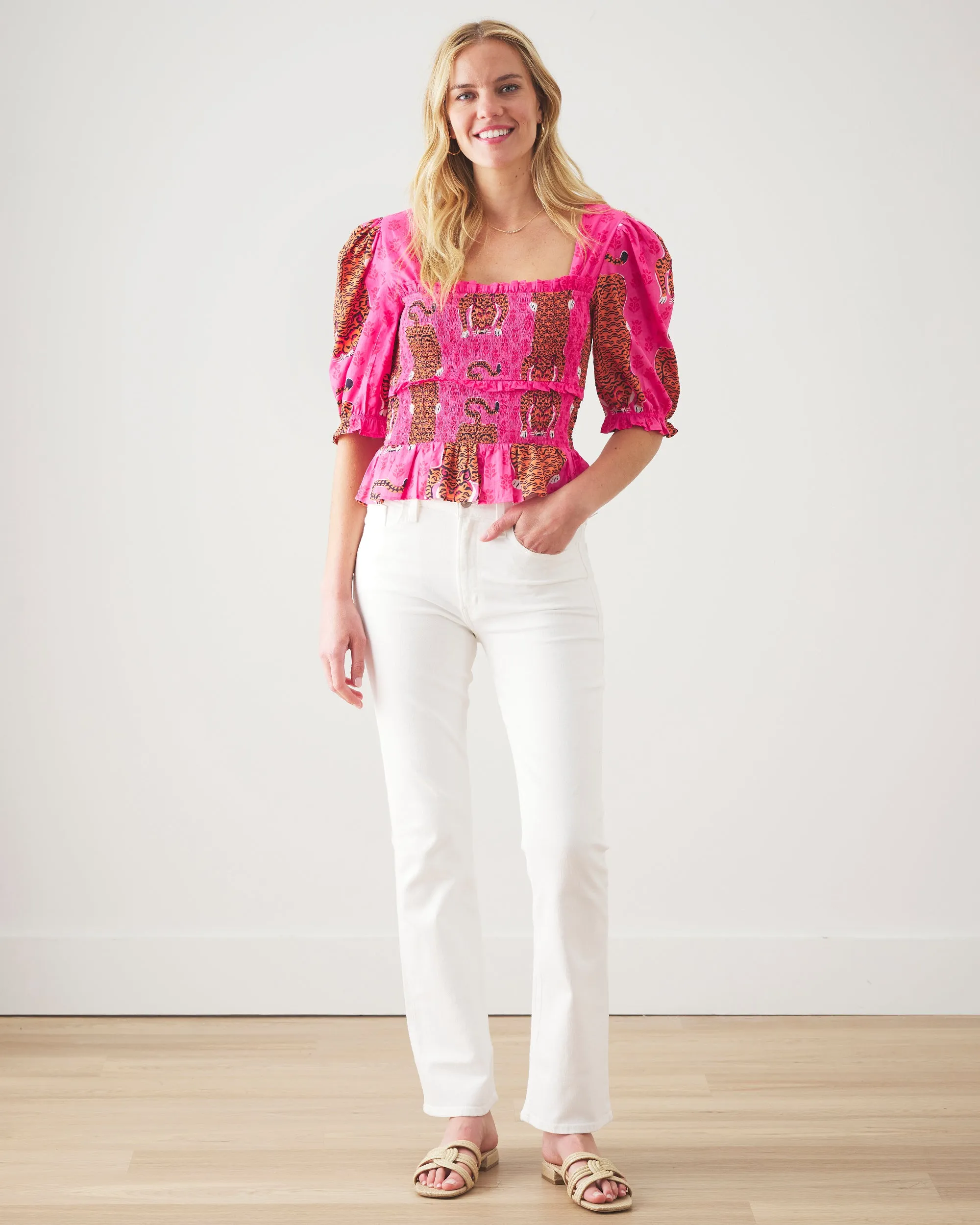 Siberian Stripes - Sophisticated Soirée Top - Neon Rose