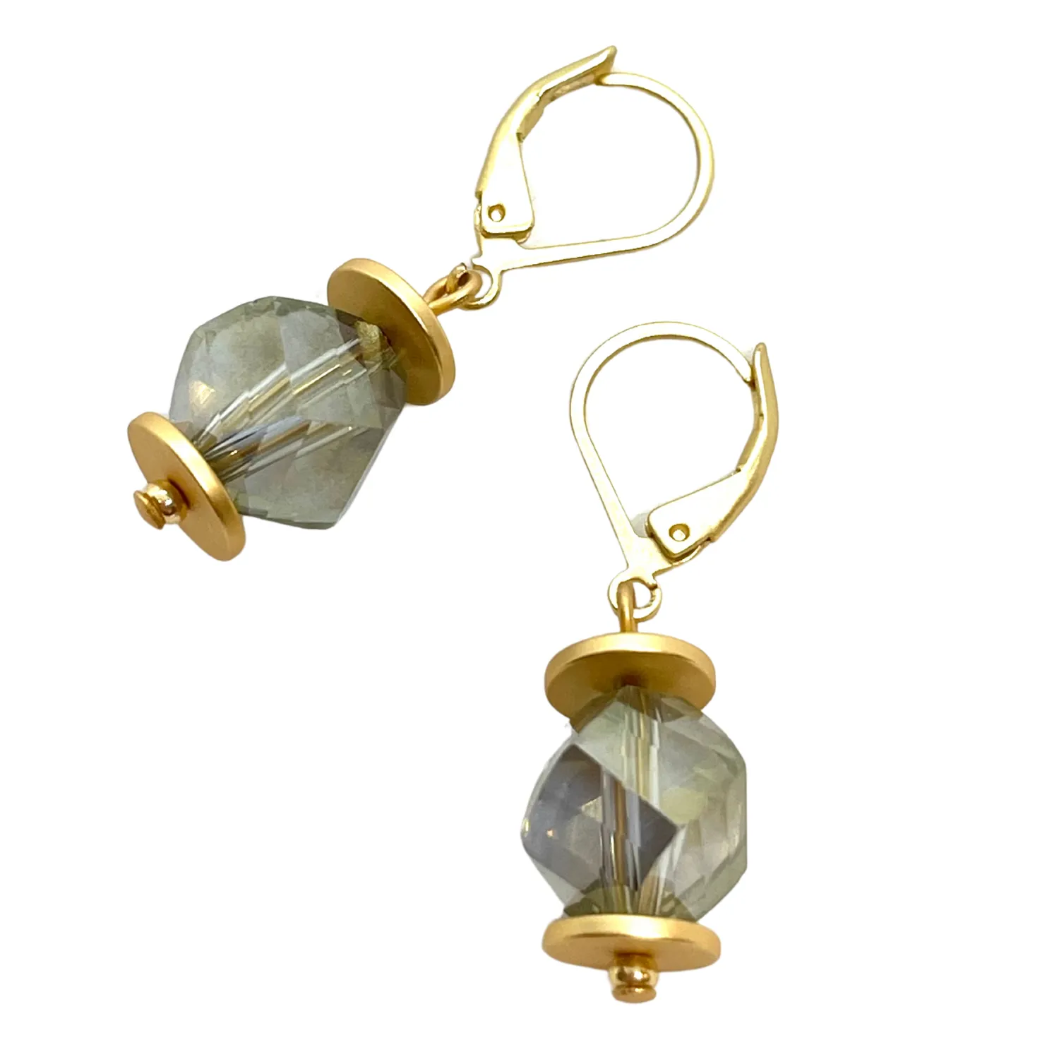 Slice Crystal Earrings - Olive