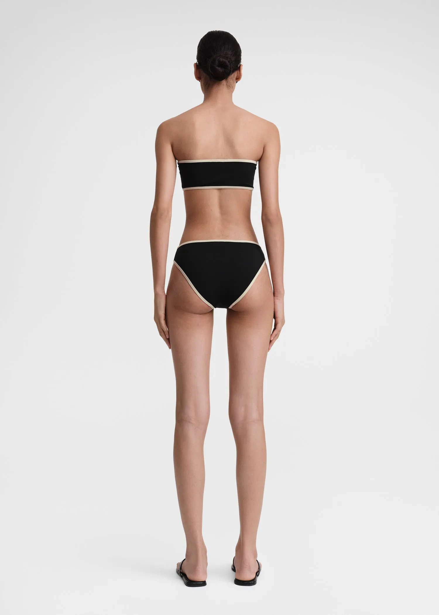 Stripe edge bikini bottoms black