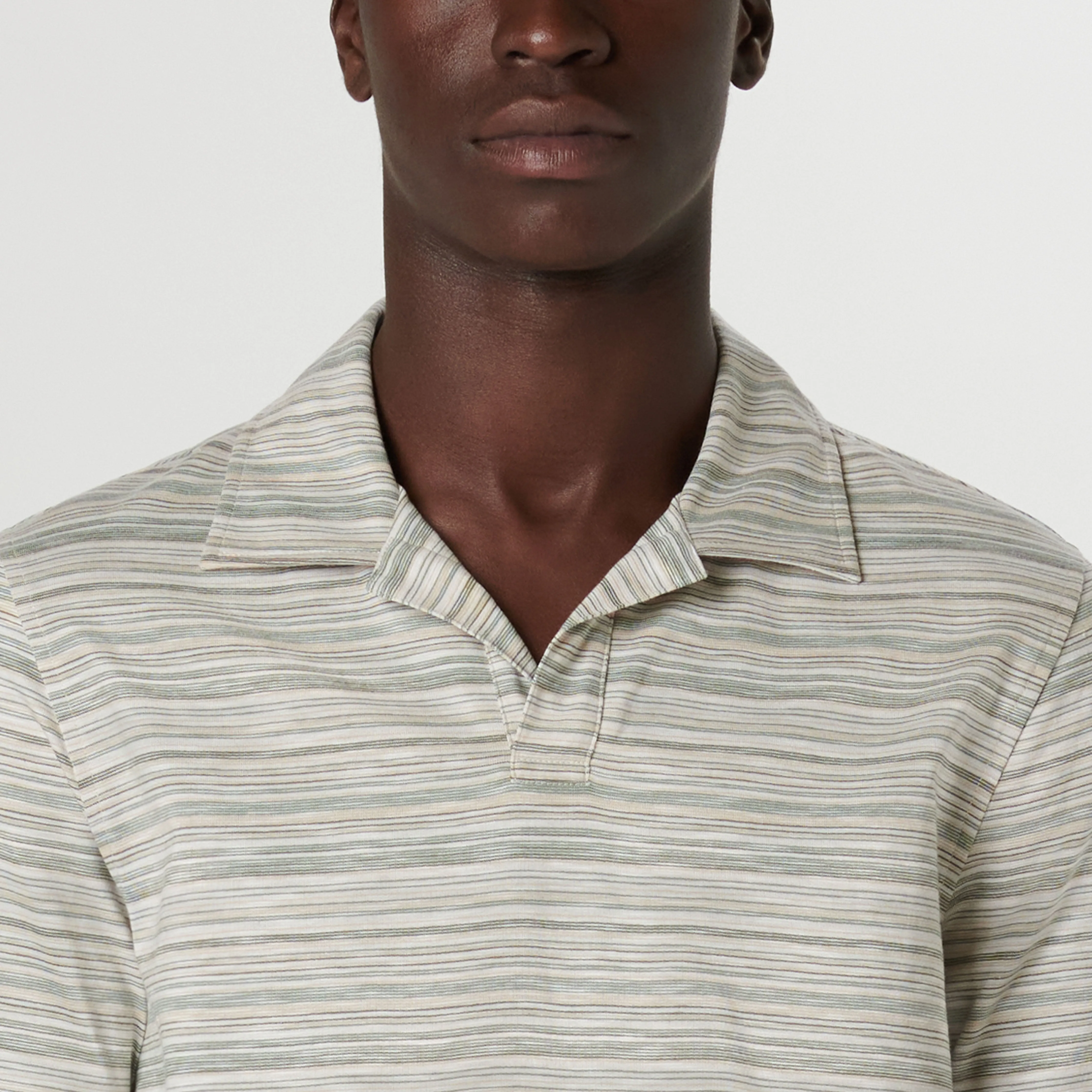 Striped Johnny Collar Polo