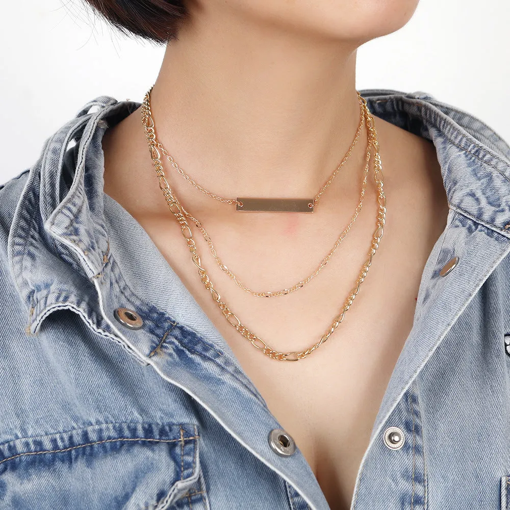 Stylish Multi-layer Necklace with Minimalistic European and American Design