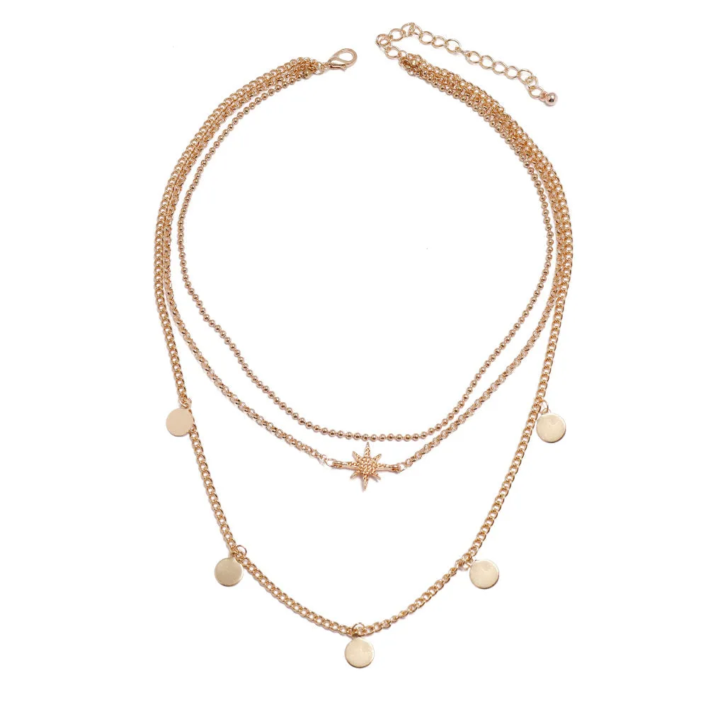 Stylish Multi-layer Necklace with Minimalistic European and American Design