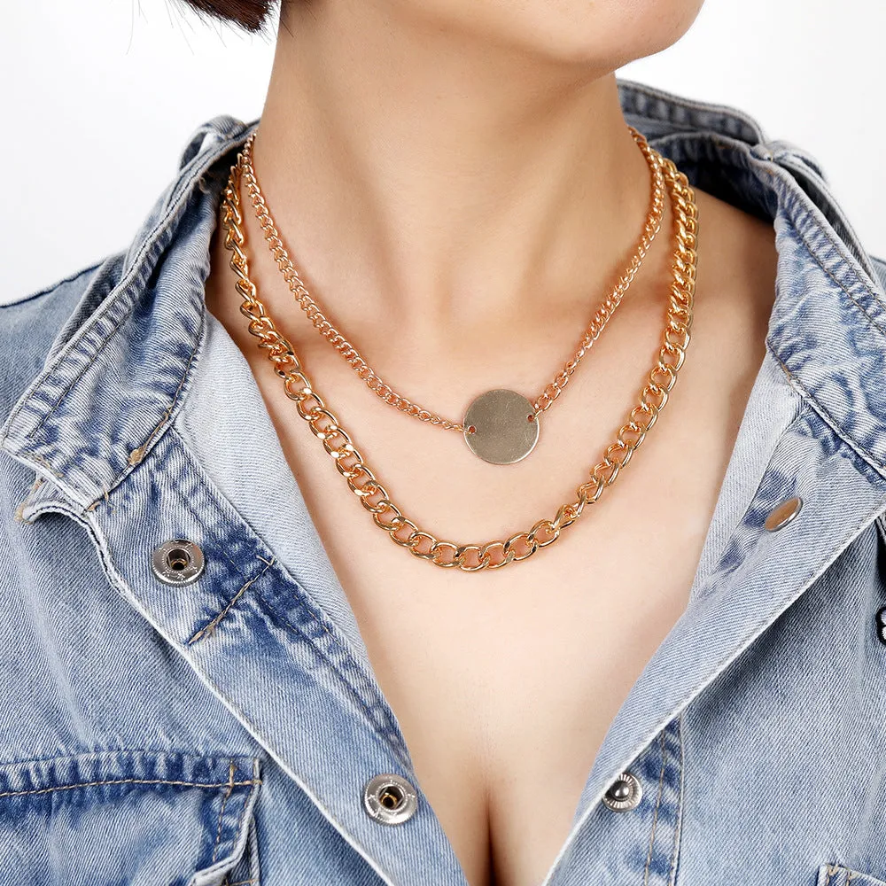 Stylish Multi-layer Necklace with Minimalistic European and American Design