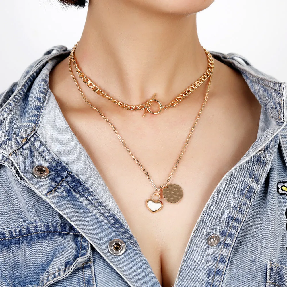 Stylish Multi-layer Necklace with Minimalistic European and American Design