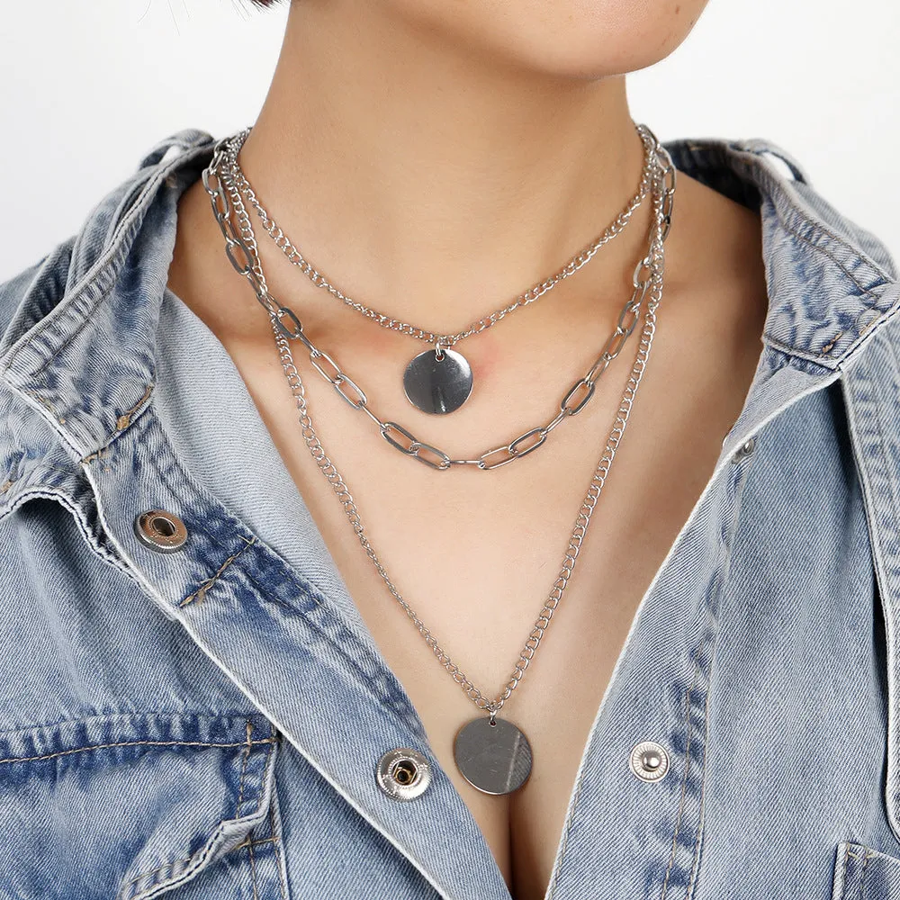 Stylish Multi-layer Necklace with Minimalistic European and American Design