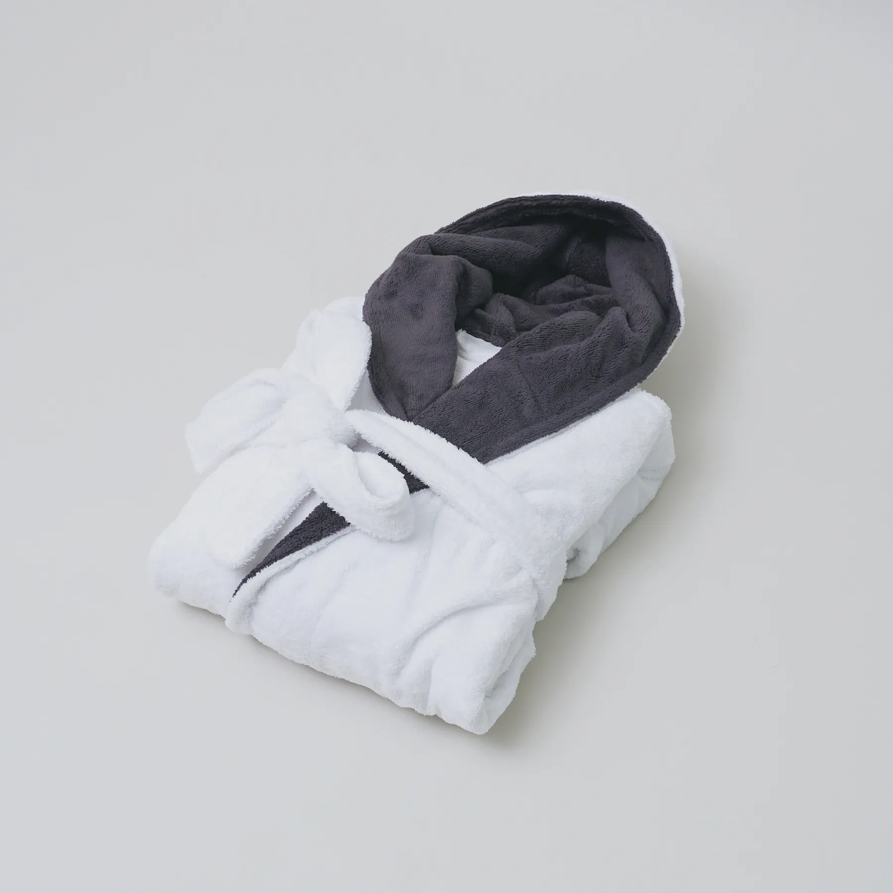 taurus mountain collection absorb8™ hooded robe, white with dark gray interior hood