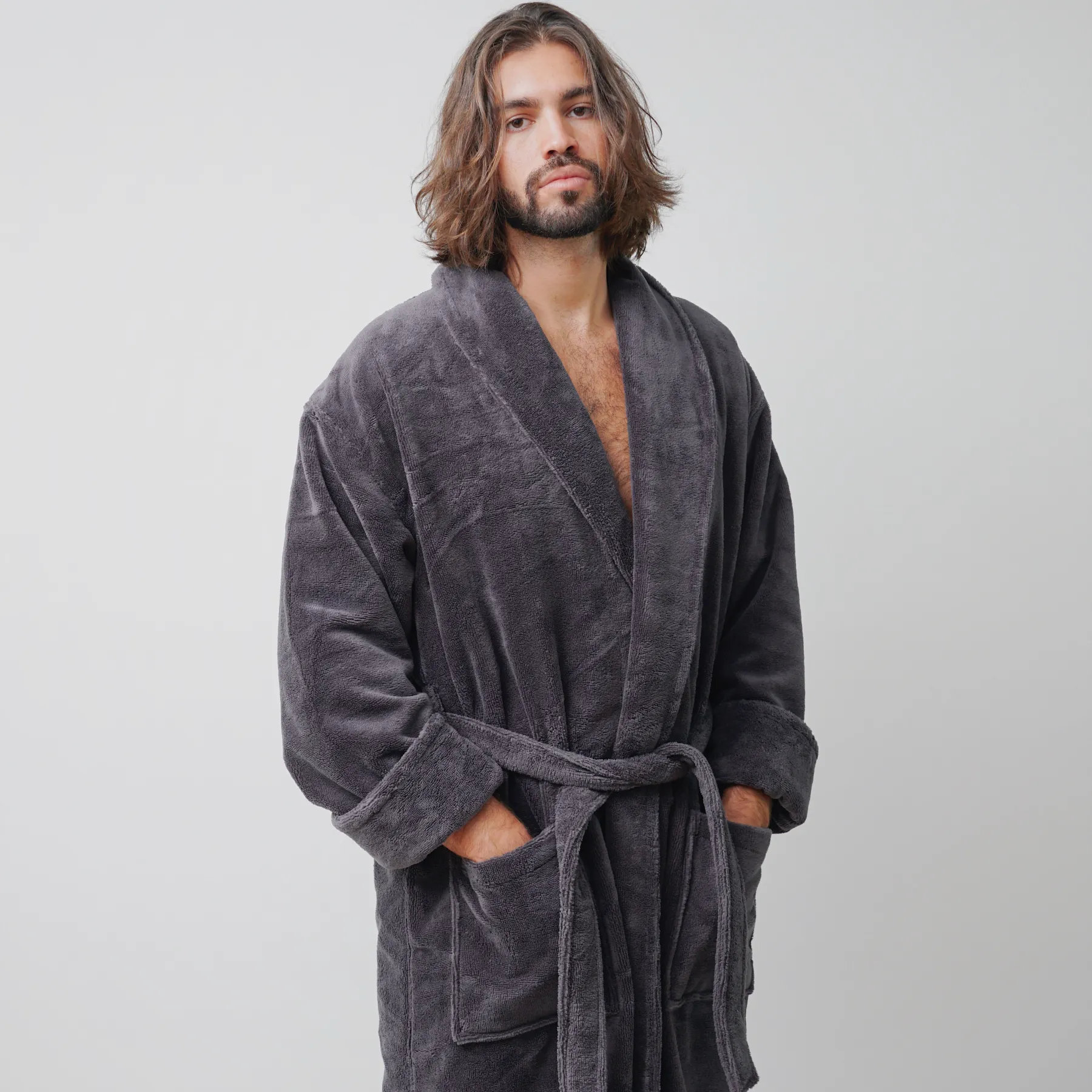 taurus mountain collection absorb8™ shawl collar robe, dark gray