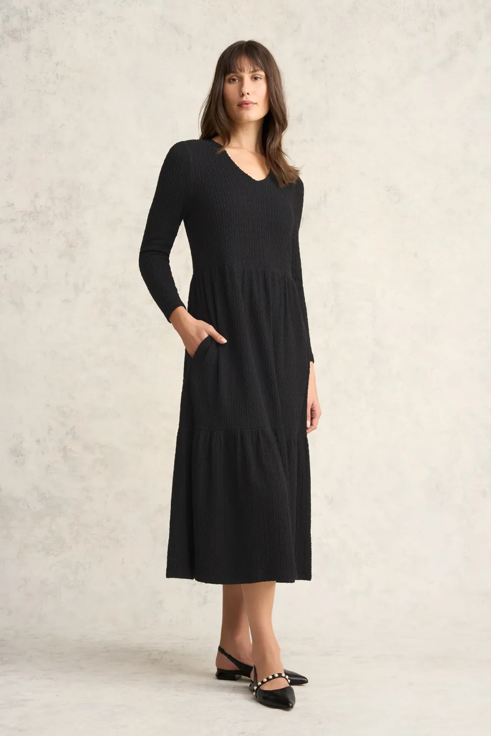 Textured Jacquard Midi Dress