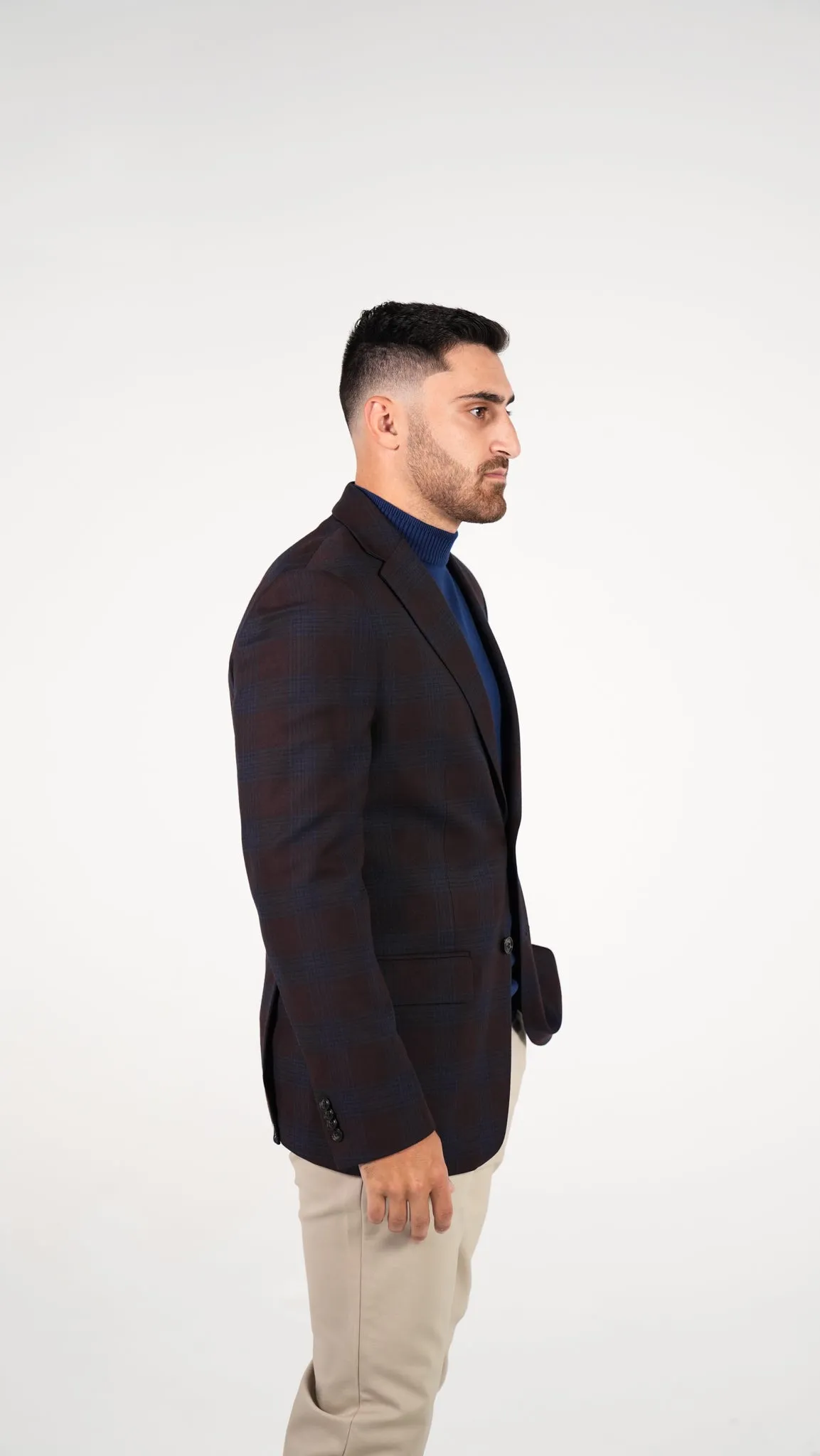 Tommy Hilfiger 2 Button Windowpane Burgundy/Black Sport Jacket