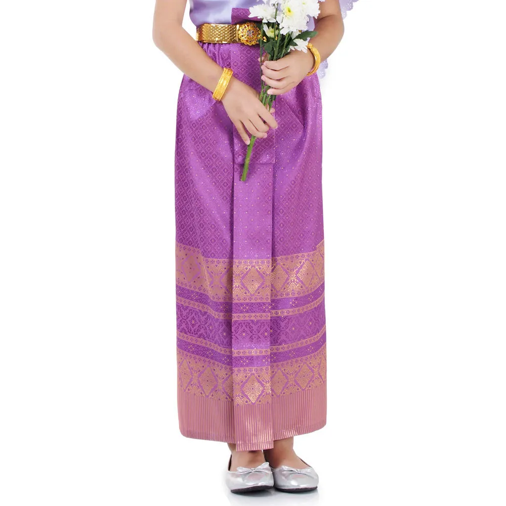 Traditional Chut Thai Girls Dress Purple Elegance