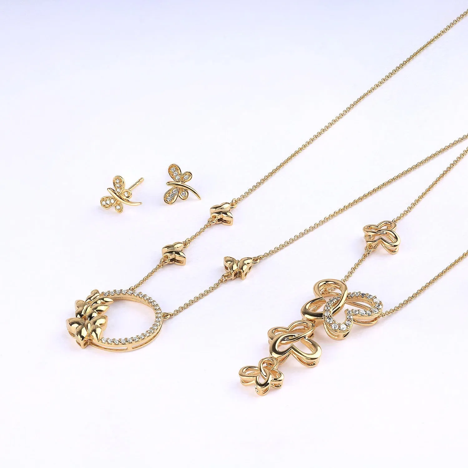 Triple Butterfly Drop Necklace