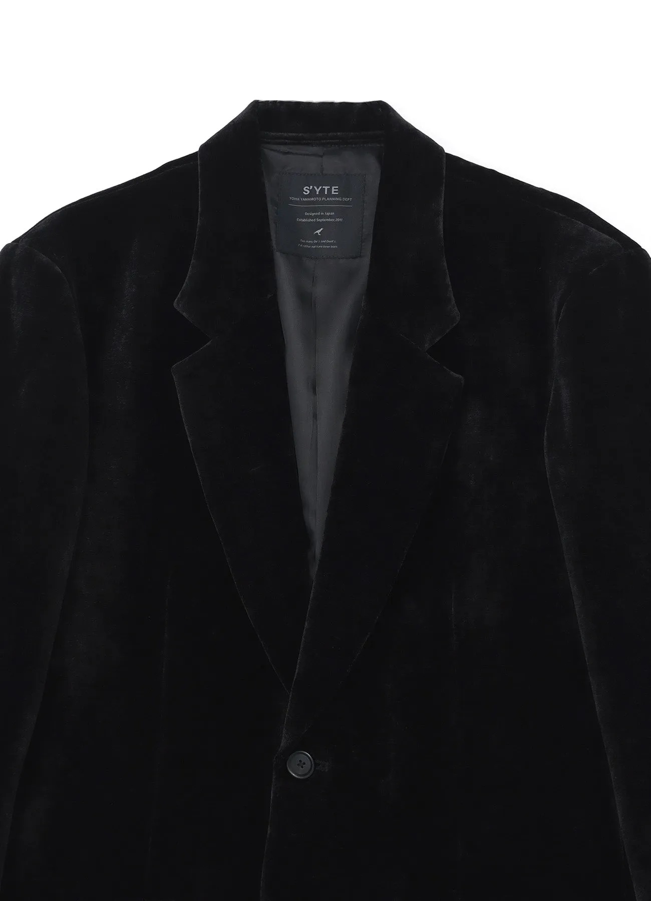 VELVETEEN NOTCHED LAPEL LONG JACKET