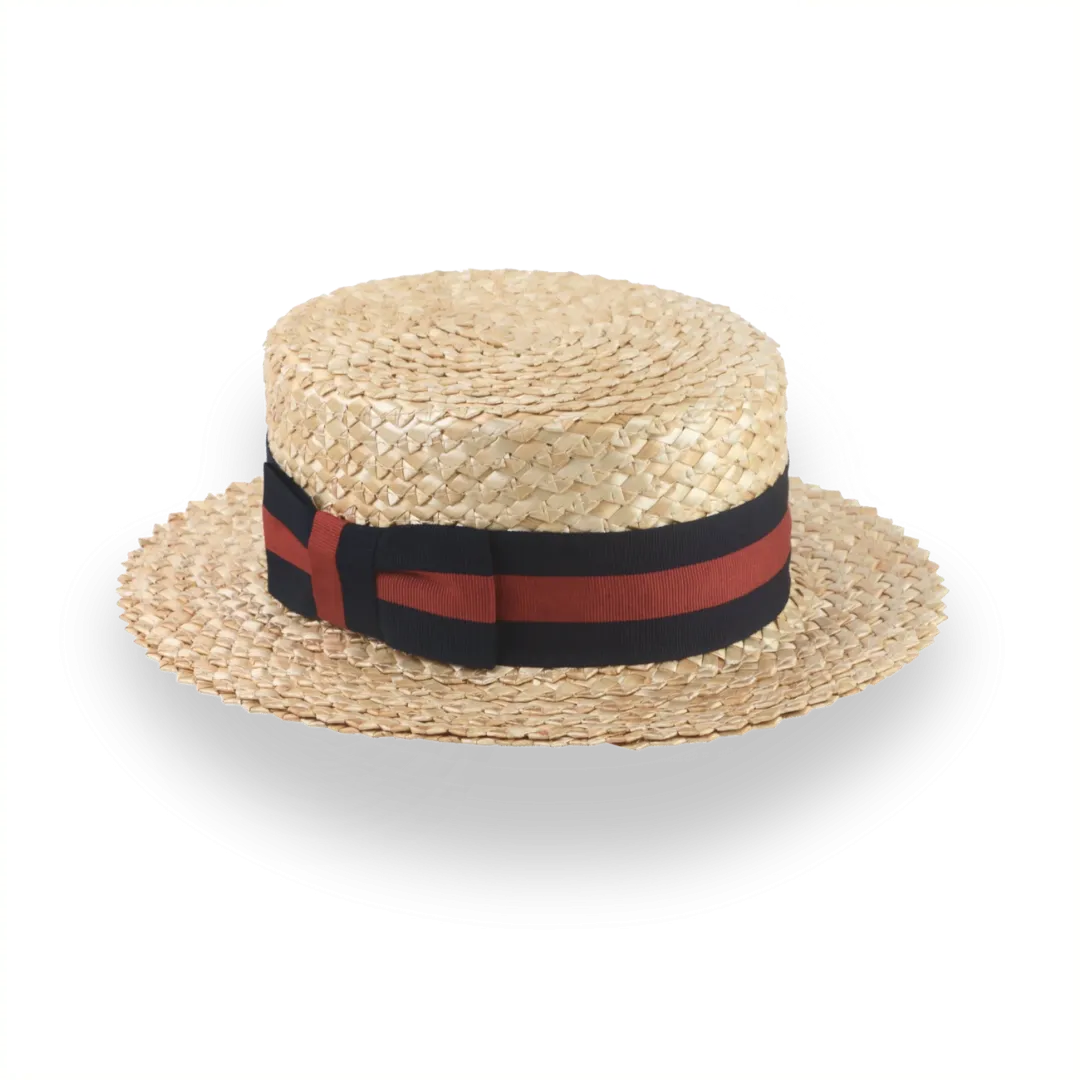 Vintage Style Mens Straw Boater Hat with Custom Options | The Skimmer