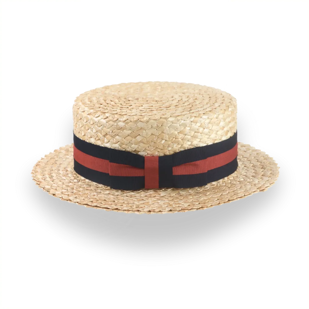 Vintage Style Mens Straw Boater Hat with Custom Options | The Skimmer