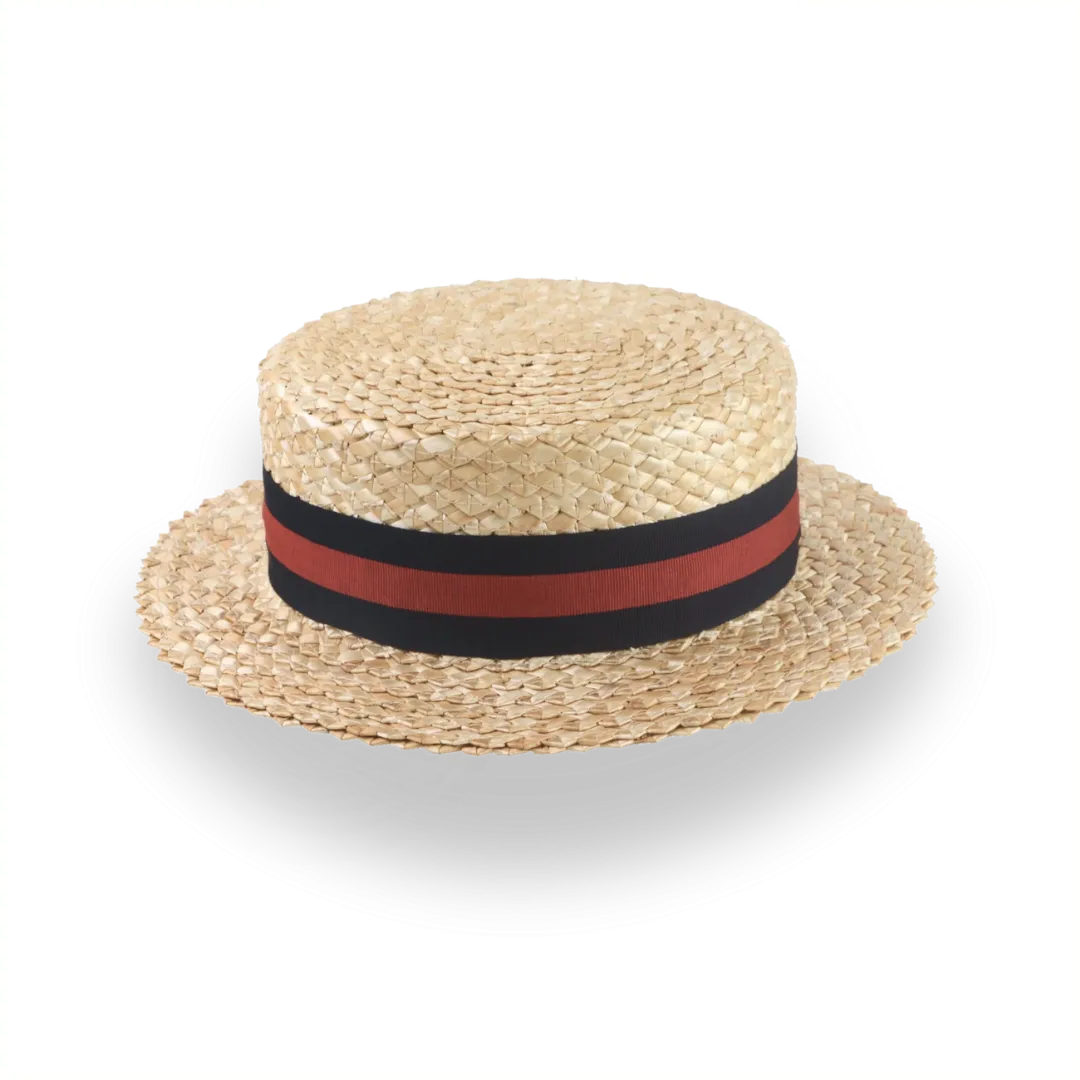 Vintage Style Mens Straw Boater Hat with Custom Options | The Skimmer