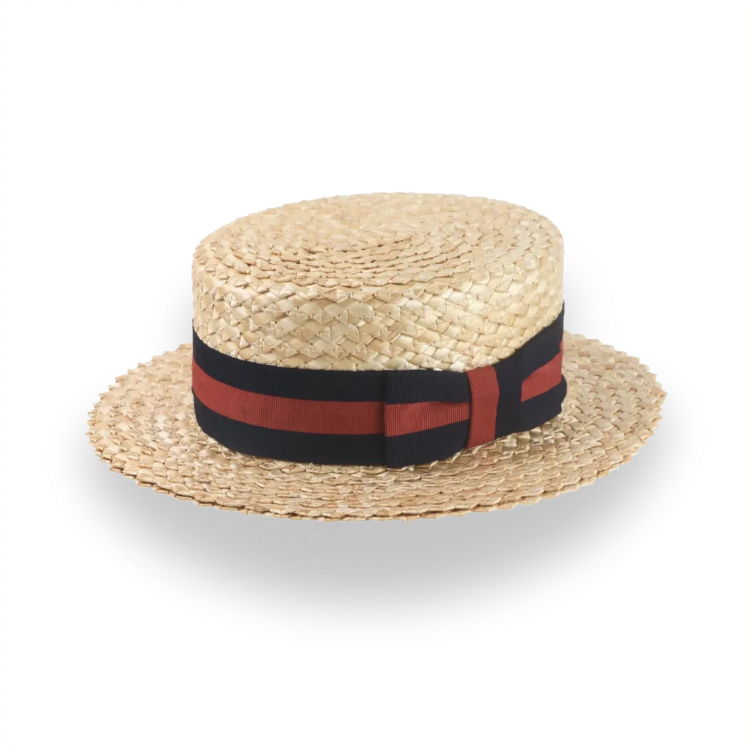 Vintage Style Mens Straw Boater Hat with Custom Options | The Skimmer