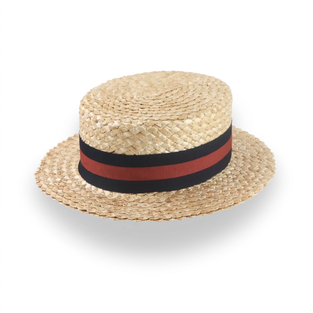 Vintage Style Mens Straw Boater Hat with Custom Options | The Skimmer