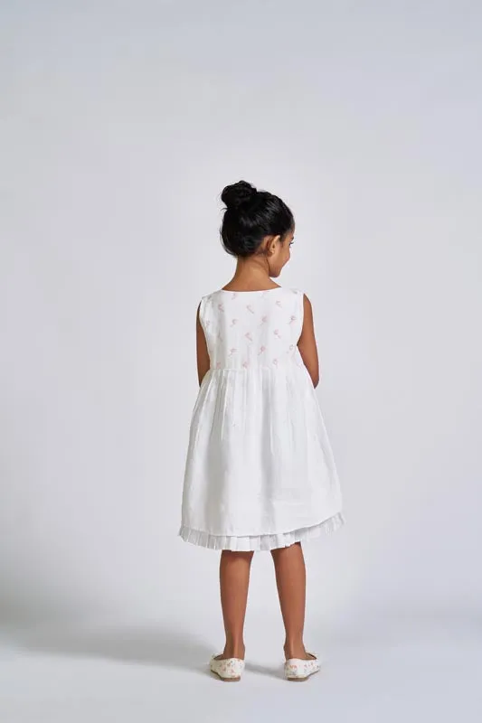 White Embroidered Yoke Dress